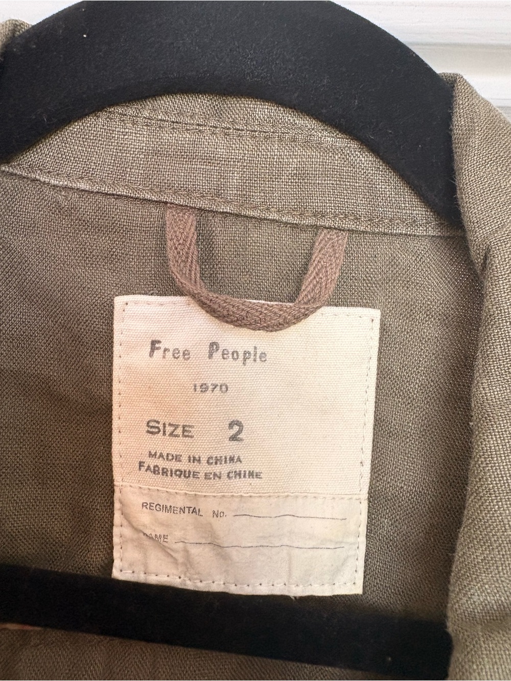 Free People Women's Olive Green Military Field Jacket - Picture 4 of 5